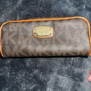 Michael Kors Brown Signature Logo Makeup Toiletry Pouch